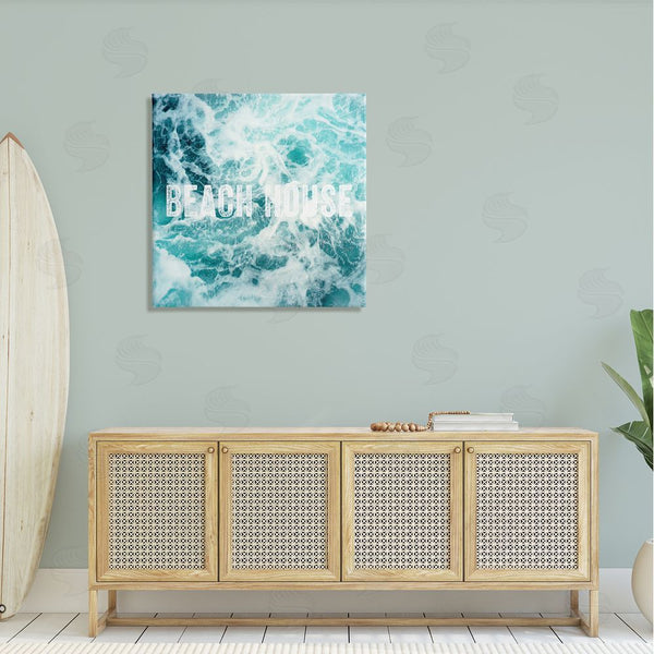 Stupell Industries Amy Brinkman | Beach House Text Foamy Ocean Waves Aerial View Wall Art