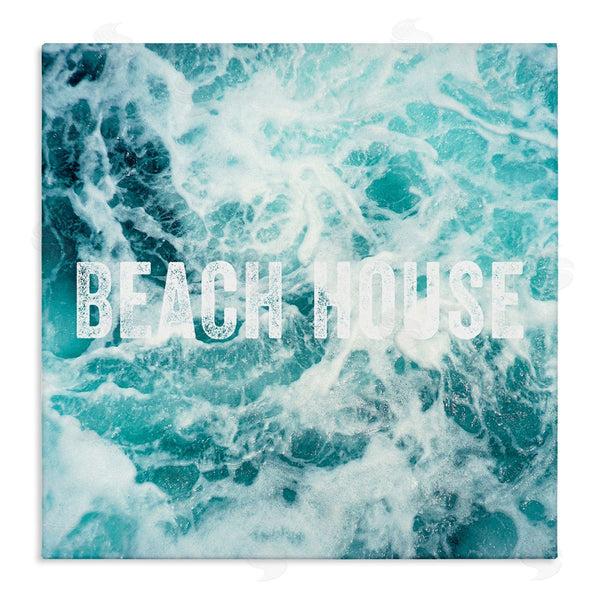 stupell industries Amy Brinkman | Beach House Text Foamy Ocean Waves Aerial View Wall Art