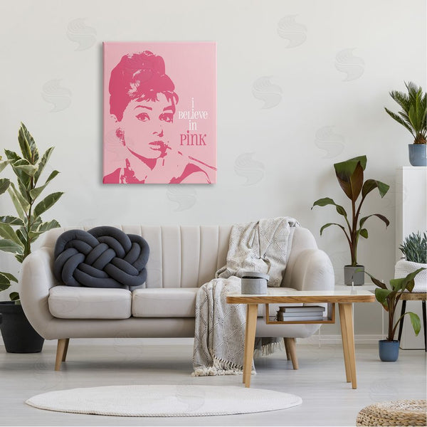 Stupell Industries Amy Brinkman | Believe In Pink Audrey Hepburn Actress Text Design Wall Art
