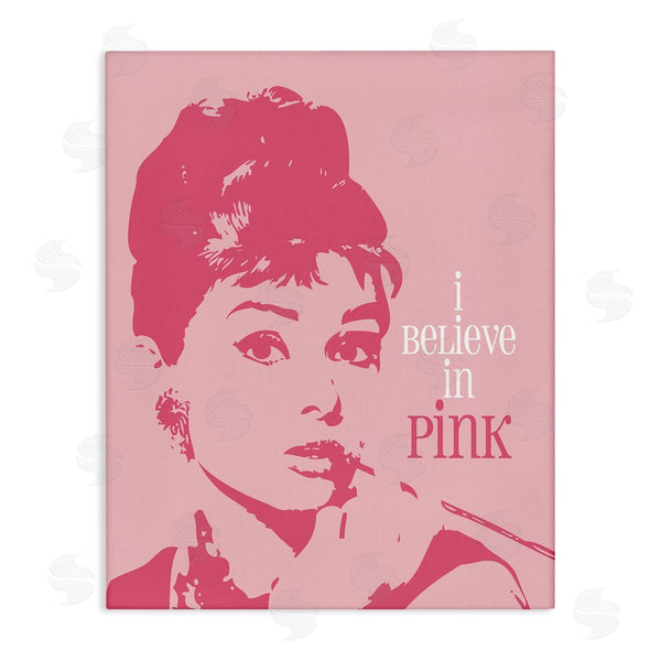 stupell industries Amy Brinkman | Believe In Pink Audrey Hepburn Actress Text Design Wall Art