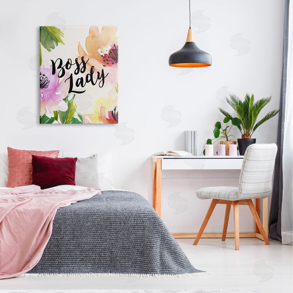 Stupell Industries Amy Brinkman | Boss Lady Girl Power Calligraphy Flower Blossom Border Wall Art