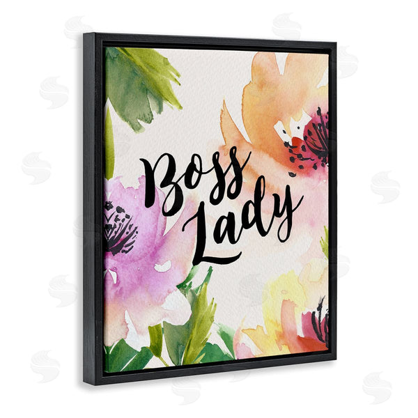 Stupell Industries Amy Brinkman | Boss Lady Girl Power Calligraphy Flower Blossom Border Wall Art