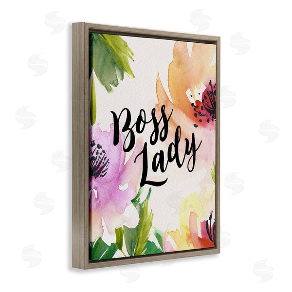 Stupell Industries Amy Brinkman | Boss Lady Girl Power Calligraphy Flower Blossom Border Wall Art