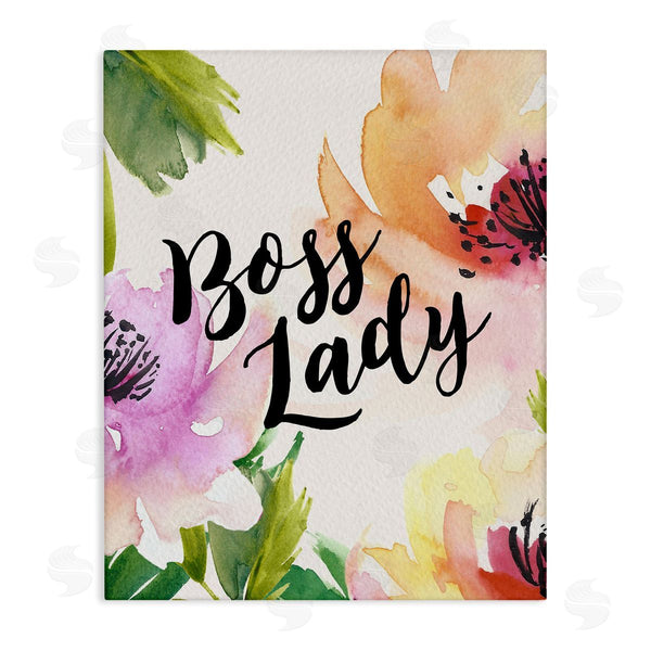 stupell industries Amy Brinkman | Boss Lady Girl Power Calligraphy Flower Blossom Border Wall Art