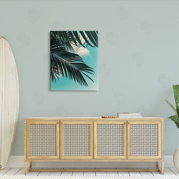 Stupell Industries Amy Brinkman | Bright Tropical Palm Tree Leaves Against Blue Sky Wall Art