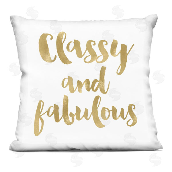 stupell industries Amy Brinkman | Classy & Fabulous Glam Calligraphy Phrase Printed Throw Pillow