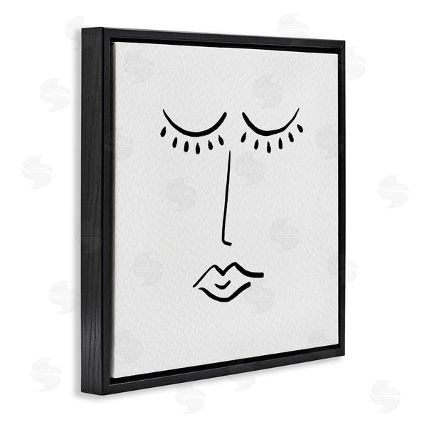 Stupell Industries Amy Brinkman | Closed Eyes Lips Minimal Face Doodle Style Wall Art