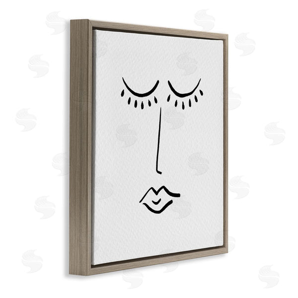 Stupell Industries Amy Brinkman | Closed Eyes Lips Minimal Face Doodle Style Wall Art
