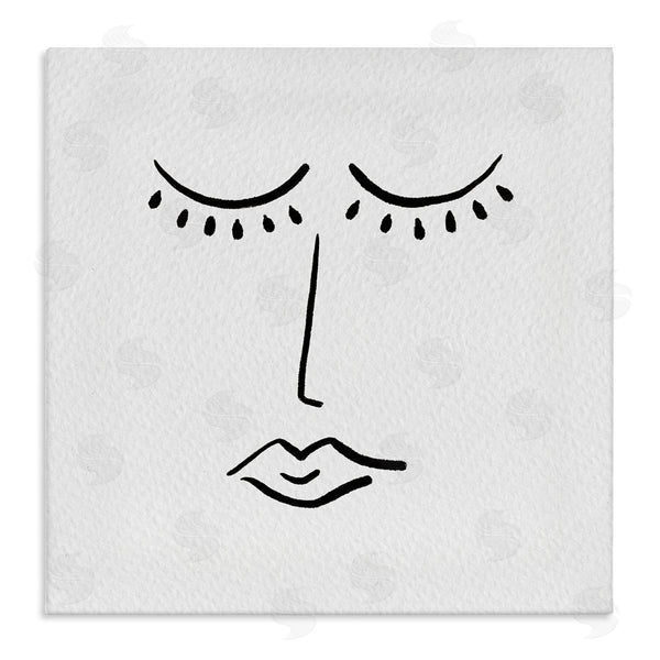 stupell industries Amy Brinkman | Closed Eyes Lips Minimal Face Doodle Style Wall Art