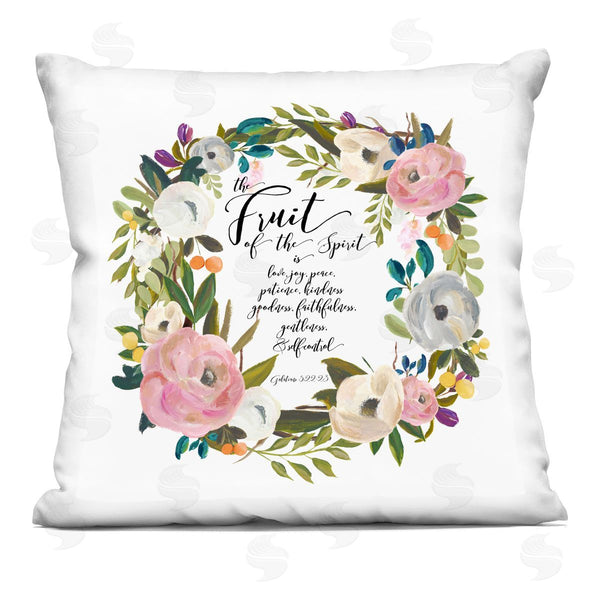 stupell industries Amy Brinkman | Fruit Of The Spirit Rose Wreath Printed Throw Pillow