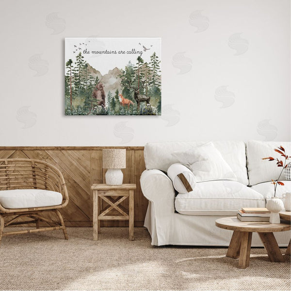 Stupell Industries Amy Brinkman | Mountains Are Calling Wilderness Animals Woodlands Trees Wall Art
