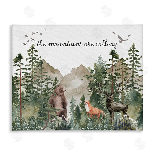 stupell industries Amy Brinkman | Mountains Are Calling Wilderness Animals Woodlands Trees Wall Art