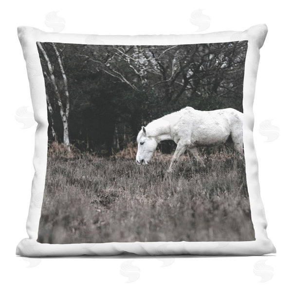 stupell industries Amy Brinkman | Mysterious White Horse Country Rural Nature Printed Throw Pillow