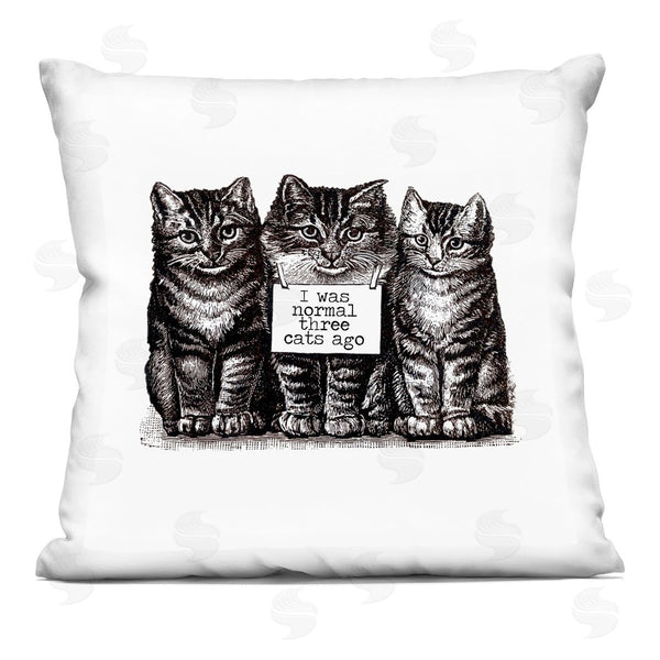 stupell industries Amy Brinkman | Normal Three Cats Ago Humorous Vintage Pets Printed Throw Pillow