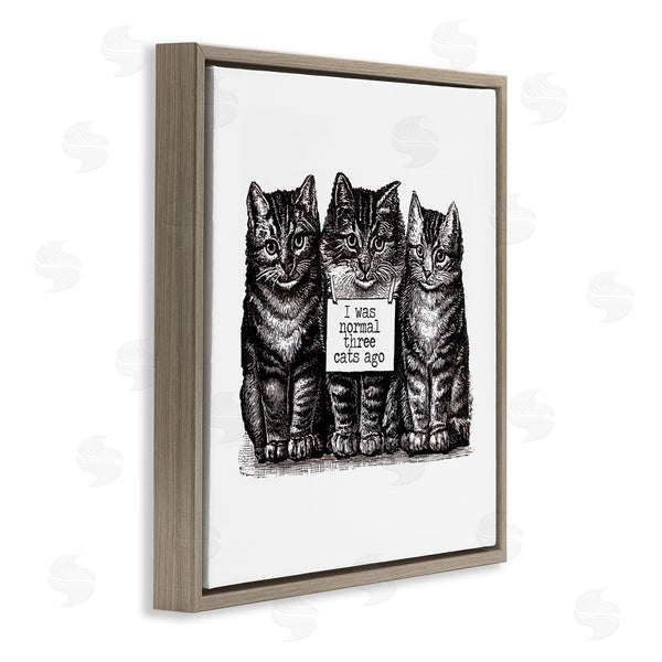 Stupell Industries Amy Brinkman | Normal Three Cats Ago Phrase Monochrome Sign Wall Art