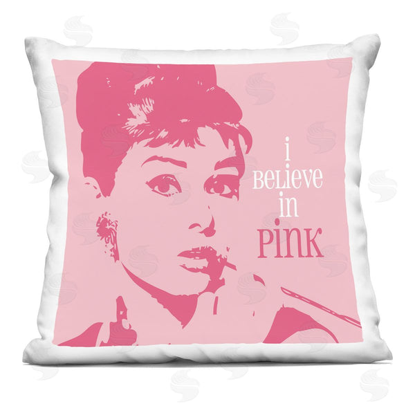 stupell industries Amy Brinkman | Pink Audrey Hepburn Pop Style Actress Printed Throw Pillow