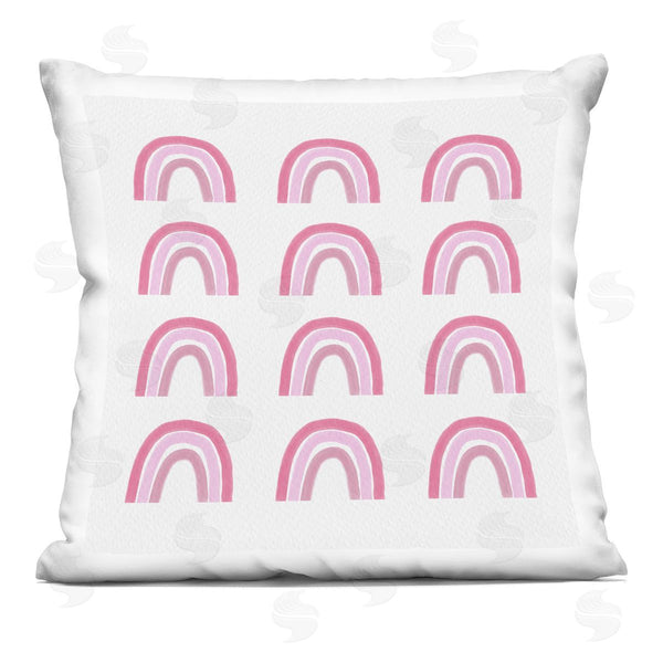 stupell industries Amy Brinkman | Pink Stripes Rainbow Arch Shapes Pattern Printed Throw Pillow