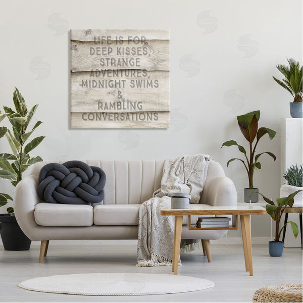 Stupell Industries Amy Brinkman | Romantic Motivational Typography Phrase Rustic Grain Design Wall Art
