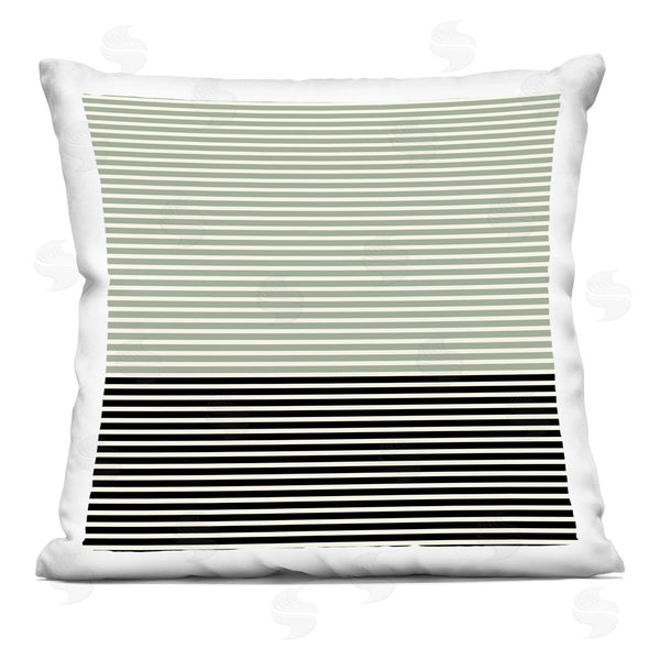 stupell industries Amy Brinkman | Sage Green Black Stripes Printed Throw Pillow