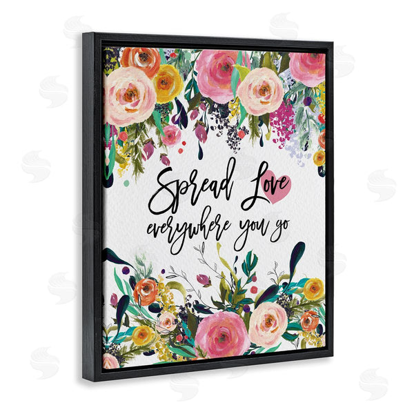 Stupell Industries Amy Brinkman | Spread Love Phrase Pink Floral Blooms Calligraphy Wall Art