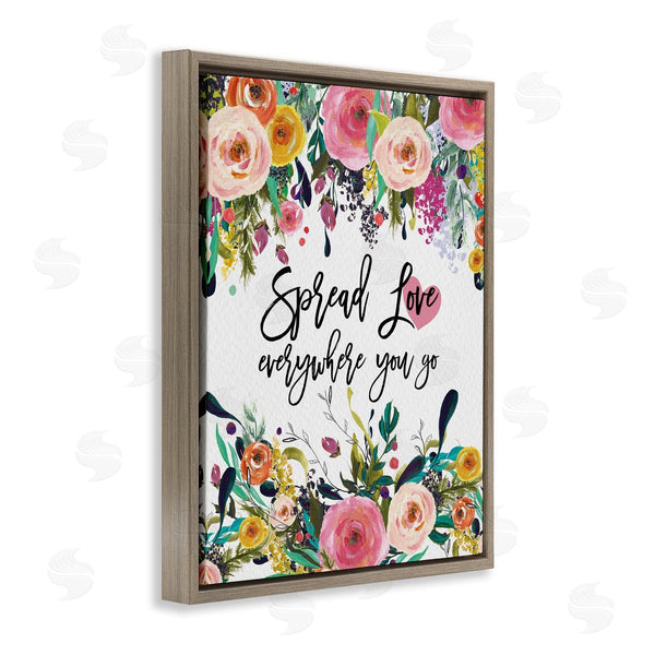 Stupell Industries Amy Brinkman | Spread Love Phrase Pink Floral Blooms Calligraphy Wall Art
