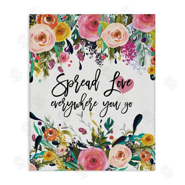 stupell industries Amy Brinkman | Spread Love Phrase Pink Floral Blooms Calligraphy Wall Art