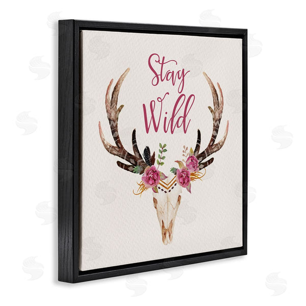 Stupell Industries Amy Brinkman | Stay Wild Boho Chic Floral Deer Skull Antlers Wall Art