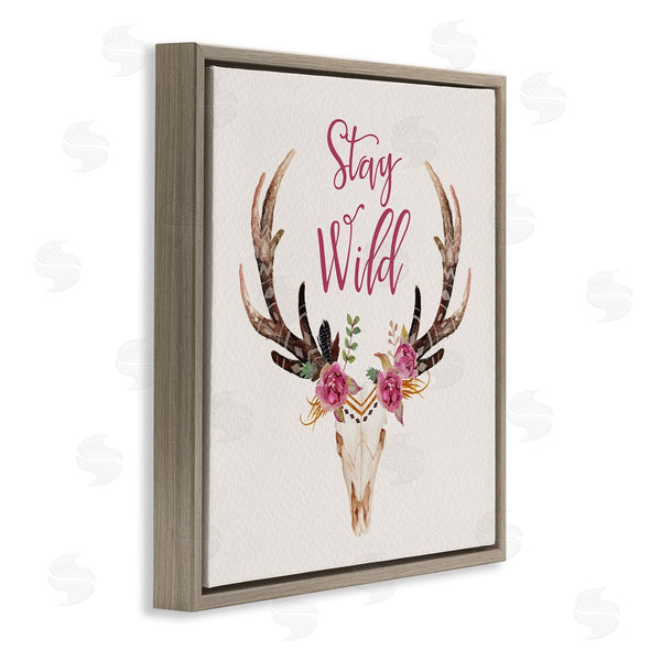 Stupell Industries Amy Brinkman | Stay Wild Boho Chic Floral Deer Skull Antlers Wall Art