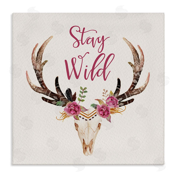 stupell industries Amy Brinkman | Stay Wild Boho Chic Floral Deer Skull Antlers Wall Art
