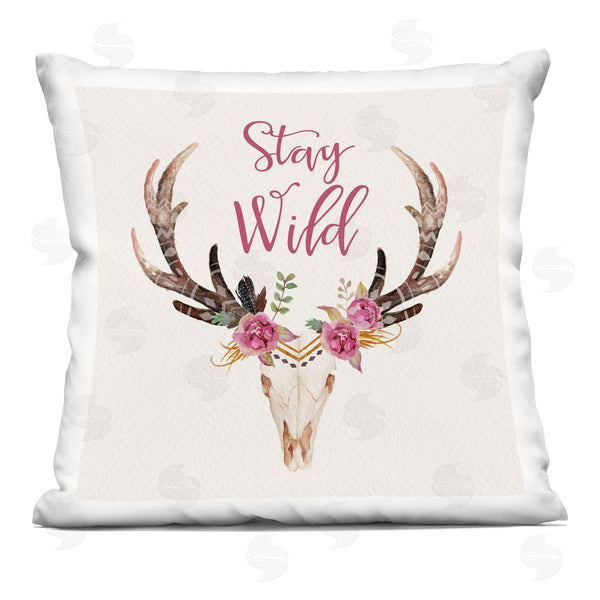 stupell industries Amy Brinkman | Stay Wild Chic Boho Floral Deer Skull Printed Throw Pillow