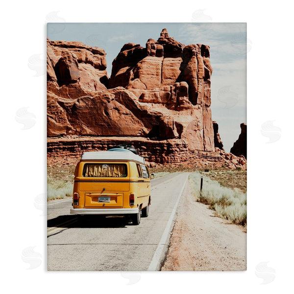 stupell industries Amy Brinkman | Yellow Van Driving Canyon Desert Rural Road Wall Art