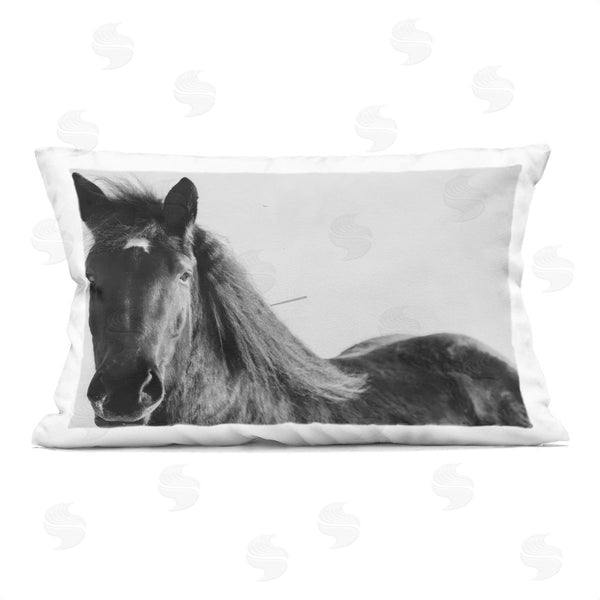 stupell industries Amy Carroll | Black Horse in Winter Printed Throw Pillow