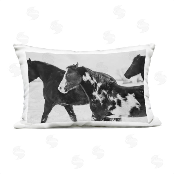 Stupell Industries Amy Carroll | Black & White Winter Horses Printed Throw Pillow