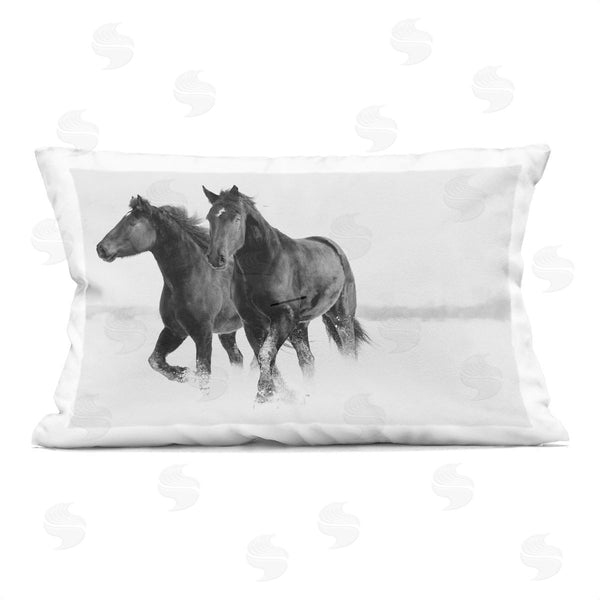 stupell industries Amy Carroll | Galloping Winter Horses Printed Throw Pillow