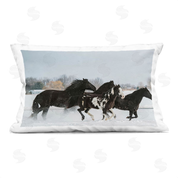 stupell industries Amy Carroll | Winter Herd of Horses Printed Throw Pillow