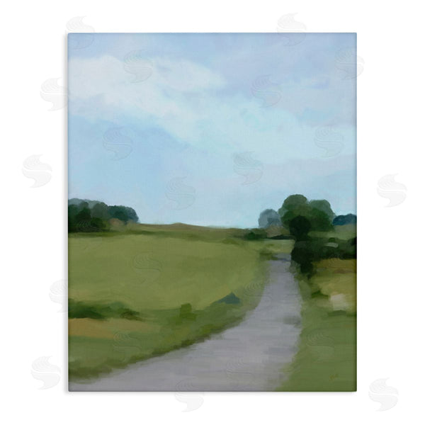 stupell industries Amy Hall | Abstract Path Through Grassland Rural Landscape Scene Wall Art
