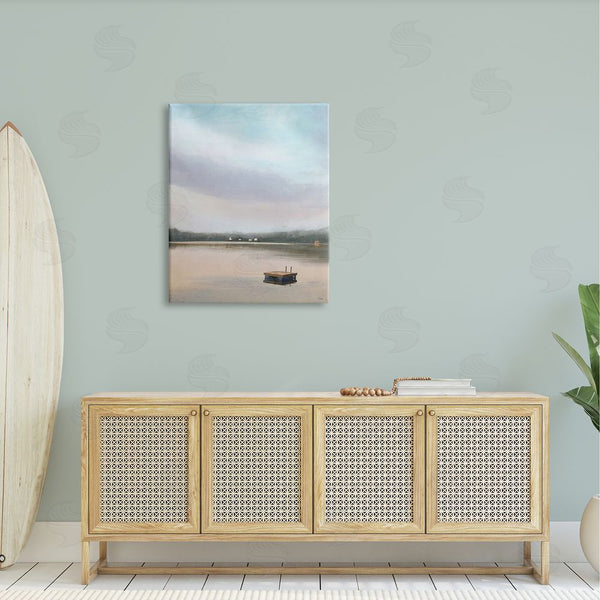 Stupell Industries Amy Hall | Lone Floating Dock Serene Lake View Pastel Sky Wall Art