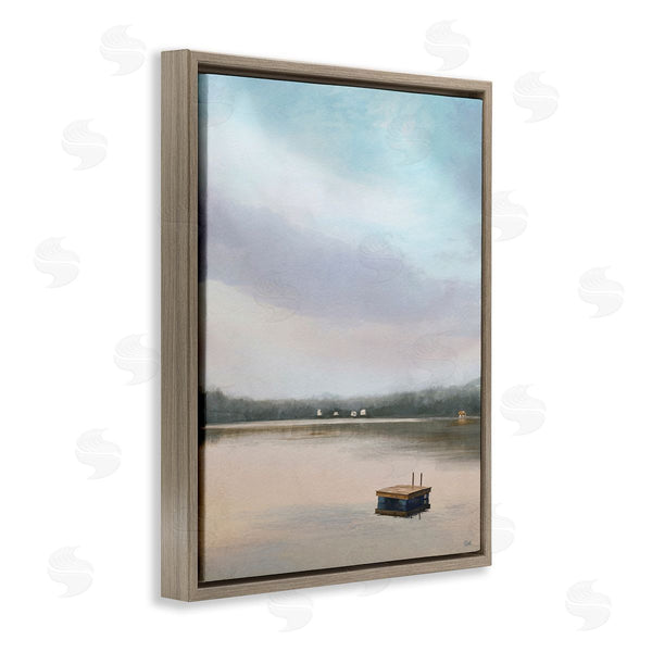 Stupell Industries Amy Hall | Lone Floating Dock Serene Lake View Pastel Sky Wall Art