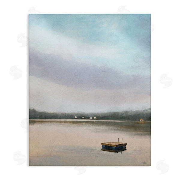stupell industries Amy Hall | Lone Floating Dock Serene Lake View Pastel Sky Wall Art