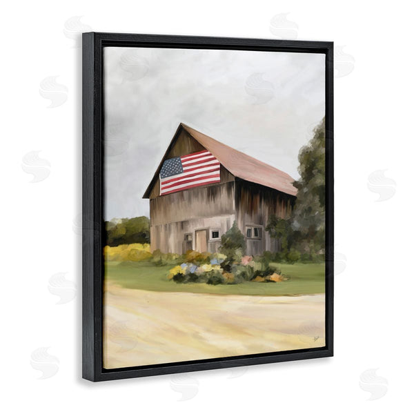 Stupell Industries Amy Hall | Rural Americana Home Countryside Farm Flag Painting Wall Art