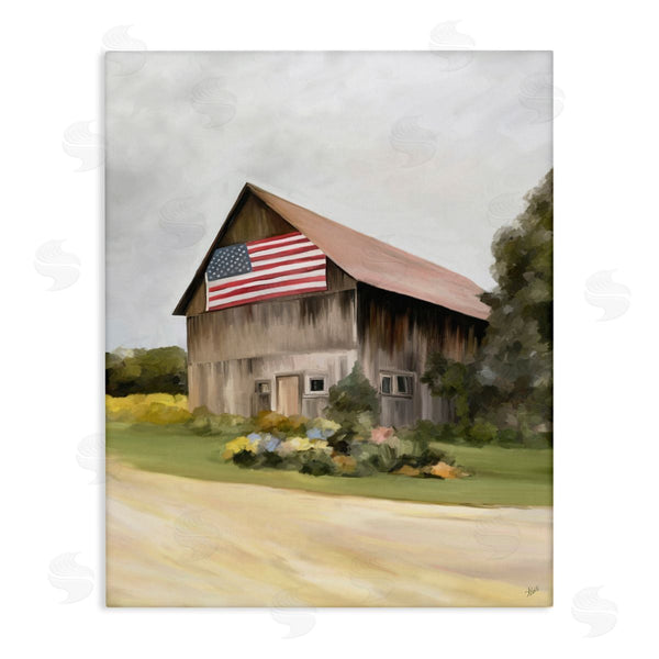 stupell industries Amy Hall | Rural Americana Home Countryside Farm Flag Painting Wall Art