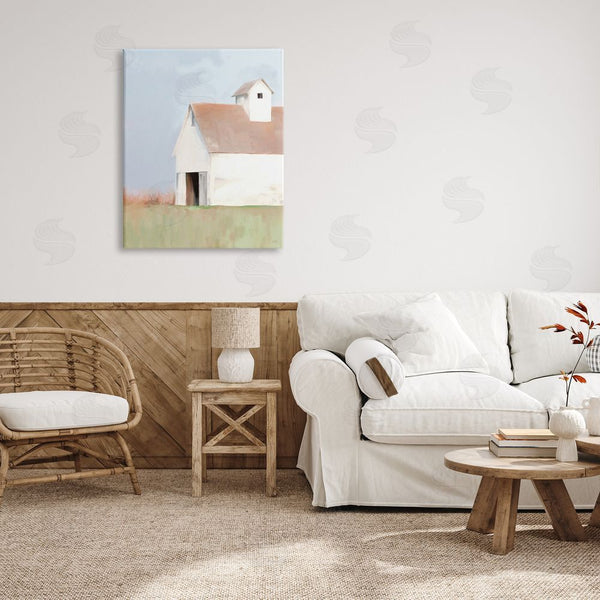 Stupell Industries Amy Hall | Rural Countryside Field Casual White Barn House Wall Art