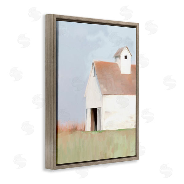Stupell Industries Amy Hall | Rural Countryside Field Casual White Barn House Wall Art