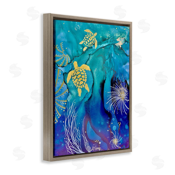 Stupell Industries Amy Tieman | Abstract Blue Sea Turtles