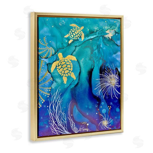 Stupell Industries Amy Tieman | Abstract Blue Sea Turtles