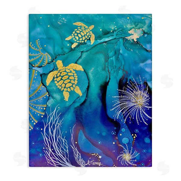 stupell industries Amy Tieman | Abstract Blue Sea Turtles