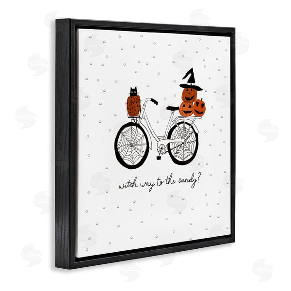 Stupell Industries Amylee Weeks | Halloween Witty Calligraphy Patterned Pumpkins Cat Bicycle Wall Art