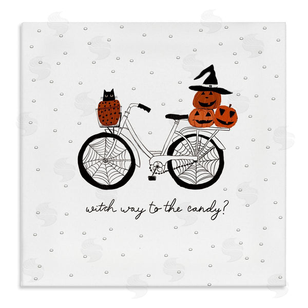 stupell industries Amylee Weeks | Halloween Witty Calligraphy Patterned Pumpkins Cat Bicycle Wall Art