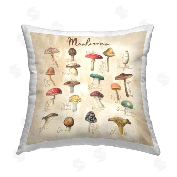 stupell industries Amylee Weeks | Mushroom Vintage Studies Printed Throw Pillow