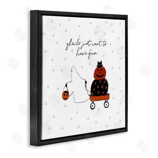 Stupell Industries Amylee Weeks | Playful Ghost Script Quote Pumpkins Cat In Wagon Wall Art